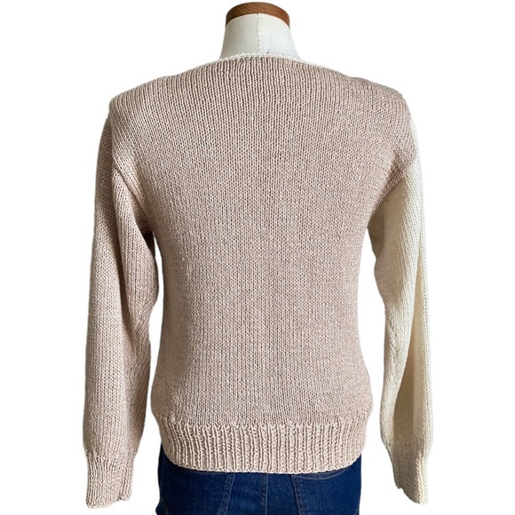 Vintage 80s Nannell Geometric Novelty Hand Knit Sweater Sz S - Picture 11 of 13